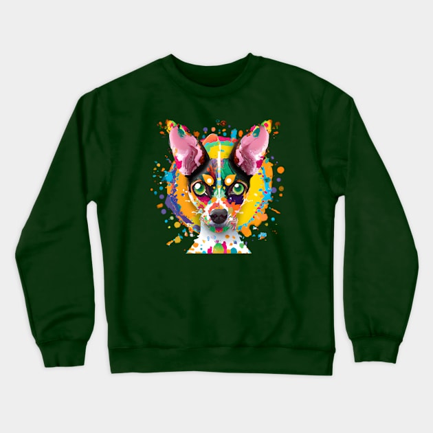 Adorable Rat Terrier Puppy Dog Color Blend Crewneck Sweatshirt by Furrban